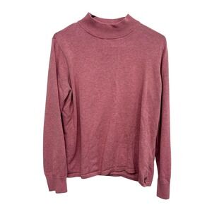 Woolrich Pink Heathered Mock Neck Cotton Knit Sweater Long Sleeve XL Minimalist